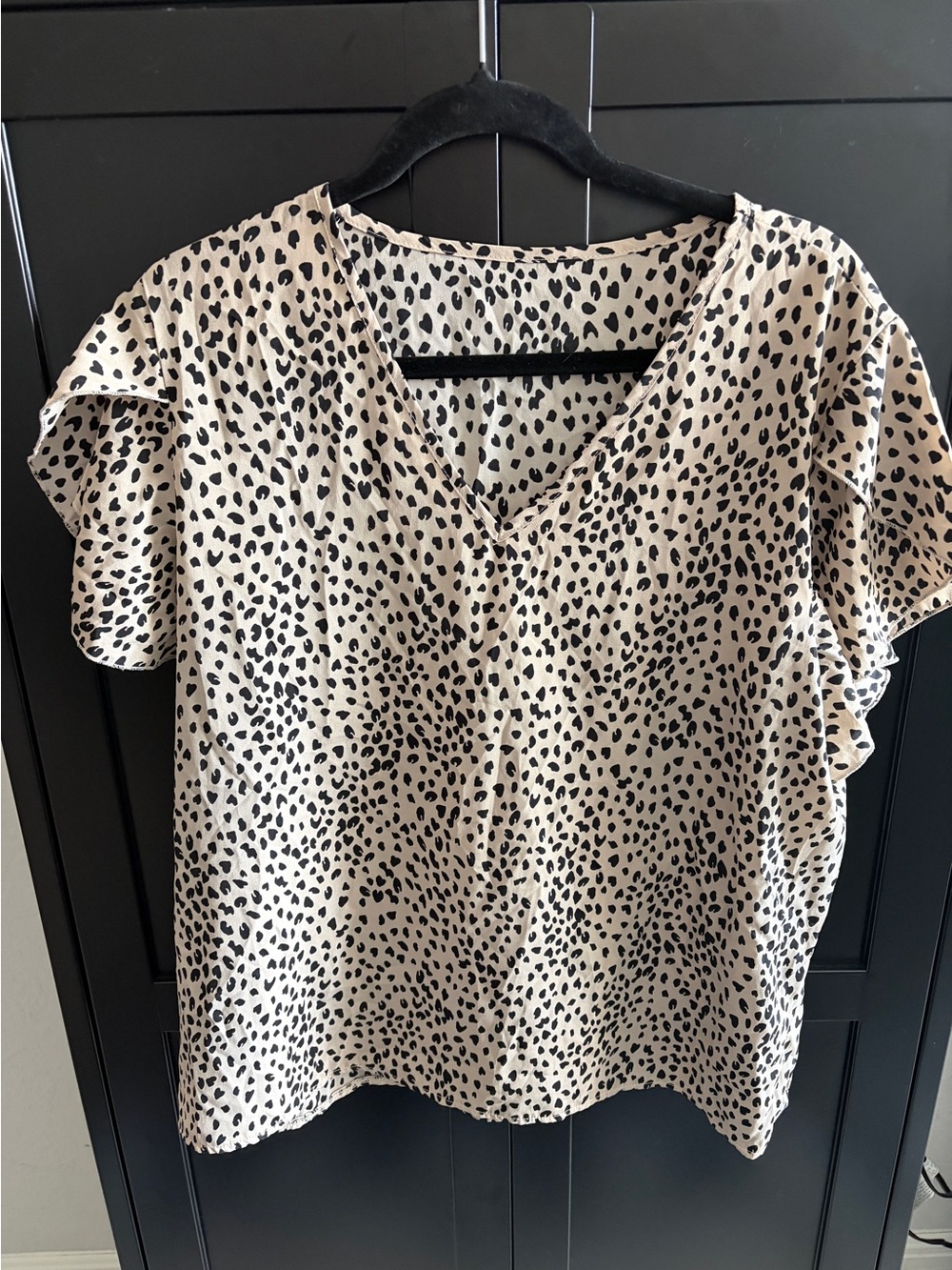 SHEIN All Over Print Top XXL (2XL) Leopard Dot Blouse Short Sleeve Boho